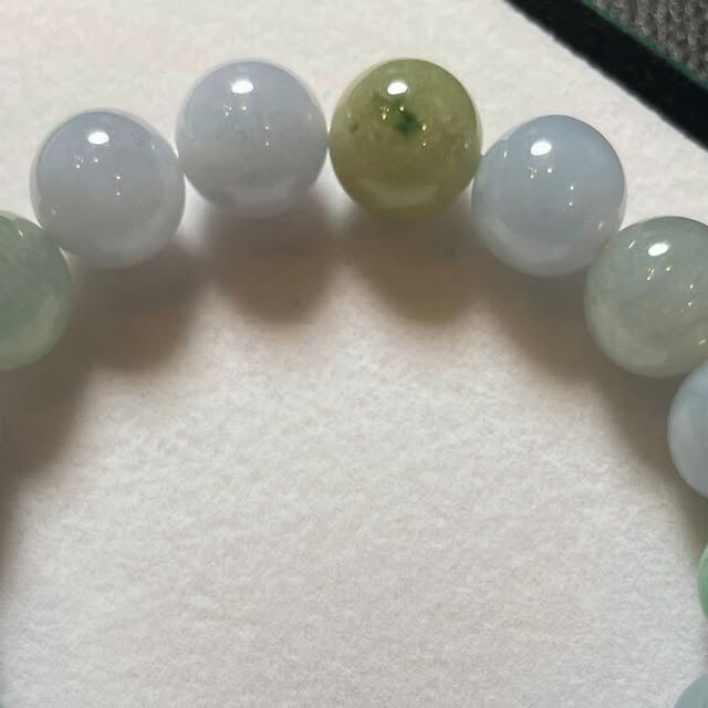 三彩翡翠手串 12mm