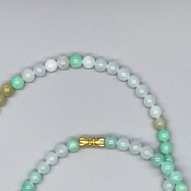 黃綠白翡翠項鍊 5.5mm